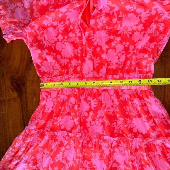 ROBERTSON + RODEO CANDY SHOP POPPY PINK FLORAL SURPLICE RUFFLE DRESS sz M - Picture 12 of 15